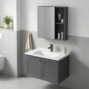 SET MOBILIER DE BAIE CU LAVOAR, OGLINDA, DENVER 60CM, GRI, JUST IN COLLECTION - Img 2