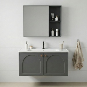 SET MOBILIER DE BAIE CU LAVOAR, OGLINDA, DENVER 80CM, GRI, JUST IN COLLECTION