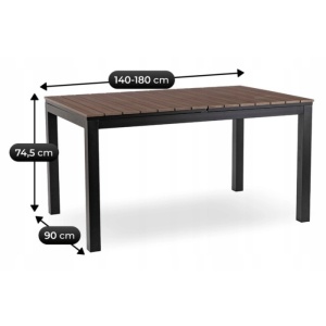 SET MOBILIER DE GRADINA/TERASA,ARGOS 160-260CM, ARTIM MEBLE, MASA SI 8 FOTOLII, DIN TEHNORATAN SI COMPOZIT, CULOARE NUC/NEGRU - Img 11