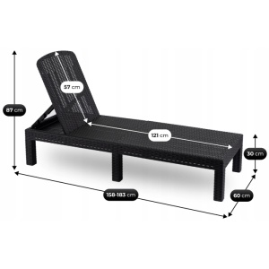 SEZLONG PLAJA PLIABIL, ARTIM MEBLE, REALIZAT DIN TEHNORATAN, CULOARE NEAGRA, STIL MODERN - Img 12