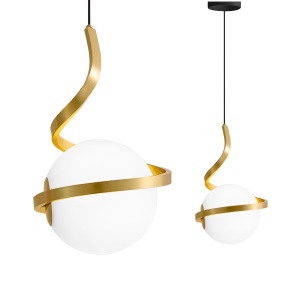 SFERĂ DE STICLĂ SPIRALĂ LAMPĂ SUSPENDATĂ APP1733-1CP AUR - Img 1