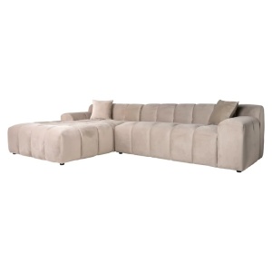 SOFA CUBE CU 3 LOCURI SI CANAPEA STANGA QUART KAKI, S5136, CONFECTIONATA DIN LEMN DE FAG, SPUMA, 100% POLIESTER, RICHMOND INTERIOR