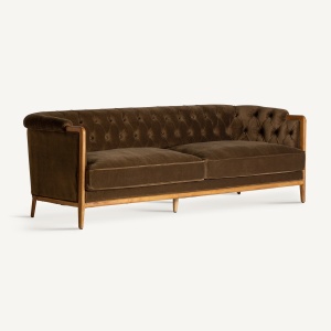 SOFA ELEGANTA VELBURG 228CM, DIN LEMN DE CAUCIUC SI TEXTIL, DESIGN CONTEMPORAN, VICAL HOME