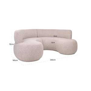 SOFA LIVING ROTUNDA SORROBON DIN METAL, LEMN SI TEXTIL, DE CULOARE MARO, DESIGN MODERN - Img 2