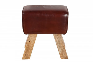 STOC 1 BUC!!! TABURET DIN PIELE NATURALA BOCK II 36268, DESIGN VINTAGE - Img 3