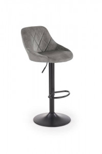 STOC 1 BUCATA - SCAUN DE BAR H101, GRI/NEGRU, TAPITERIE DIN CATIFEA SI PICIOARE DIN METAL, STIL MODERN