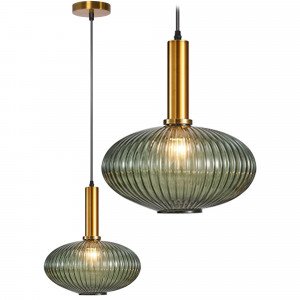 STOC 2 BUC!!! PENDUL VERDE APP465-1CP, 24.5X14.5 cm, VERDE, DIN STICLA SI METAL, STIL MODERN, TU - Img 1