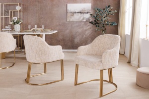 STOC 2 SETURI!!!!! SET 2 SCAUNE, EXTRAVAGANCIA, DIN TEXTIL CHENILLE BEJ SI CADRUL DIN METAL, ARTIM GROUP SELECTION - Img 6