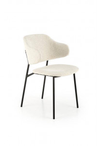 STOC 4 BUC!!! SCAUN DINING K497, CREM/NEGRU, CU TAPITERIE DIN STOFA SI PICIOARE DIN METAL, STIL MODERN