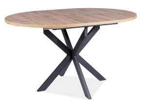 STOC!!! MASA DINING EXTENSIBILA GASTON, 100/135 CM, STEJAR ARTISAN/NEGRU, BLAT DIN MDF SI PICIOARE DIN METAL, STIL MODERN - Img 6