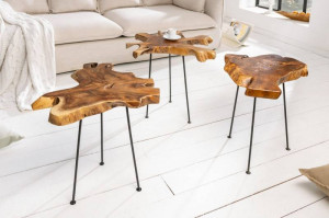 STOC!!! MASUTA DE CAFEA, WILD, 50CM, DIN LEMN MASIV DE TEC, DESIGN RUSTIC - Img 7