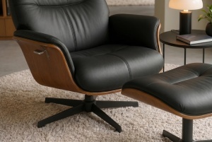 SUPORT PICIOARE ELEGANT DE RELAXARE ROTATIV, VOGUE, DIN METAL, FURNIR SI PIELE ECO, CULOARE MARO/NEGRU, INVICTA INTERIOR - Img 7
