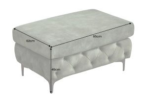 TABURET CHESTERFIELD 95CM, DIN LEMN SI TEXTIL CATIFEA, CULOARE VERDE, INVICTA INTERIOR - Img 5