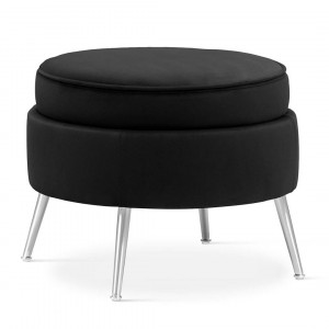 TABURET MUSZELKA, NEGRU/CROM, DESIGN MODERN