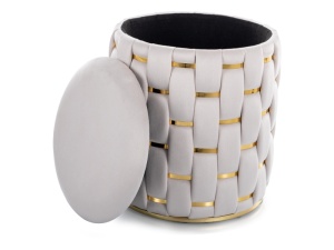 TABURET TIARA VELVET, BEJ, TAP 250/AURIU, CU TAPITERIE DIN CATIFEA, STIL MODERN - Img 2