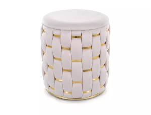TABURET TIARA VELVET, BEJ, TAP 250/AURIU, CU TAPITERIE DIN CATIFEA, STIL MODERN
