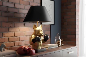 VEIOZA, BULLDOG 55CM, REALIZAT DIN POLIRASINA SI BUMBAC, CULOARE NEGRU/AURIU, ARTIM GROUP SELECTION
