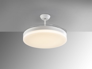 VENTILATOR VENTO, CU TELECOMANDA, 55 CM, ALB MAT/TRANSPARENT, DIN METAL SI ACRIL, STIL MODERN - Img 2