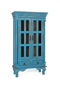 VITRINA ATRIUM 90CM, REALIZATA DIN LEMN DE MANGO, CULOARE ALBASTRU TURCOAZ, STIL RUSTIC, GINER Y COLOMER