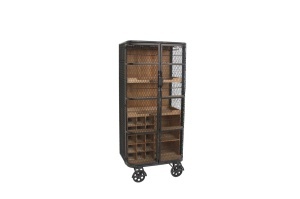 VITRINA LIVING, LOFT 145CM, REALIZAT DIN LEMN DE PIN SI METAL, CULOARE MARO ANTICHIZAT/NATUR, ARTIM GROUP