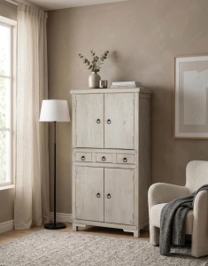 VITRINA LIVING LUMEN 85CM, DIN LEMN DE MANGO, CULOARE ALB ANTICHIZAT, STIL RUSTIC, ARTIM GROUP SELECTION - Img 2