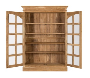VITRINA PISTOIA 130CM, REALIZATA DIN LEMN DE TEC, CULOARE NATUR, STIL RUSTIC, GINER Y COLOMER - Img 4