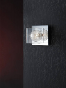 APLICA ECLIPSE, 16 CM, CROM/TRANSPARENT, DIN METAL SI STICLA, STIL MODERN