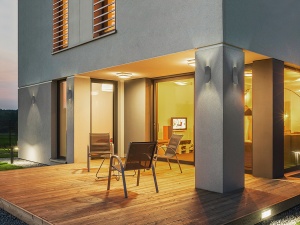 APLICA EXTERIOR KEOPS, 24 CM, GRI INCHIS/OPAL, DIN ALUMINIU SI STICLA, STIL MODERN - Img 5