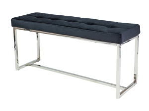 BANCHETA FESTINA I, 99 CM, NEGRU/CROM, TAPITERIE DIN CATIFEA SI CADRU DIN METAL, STIL MODERN