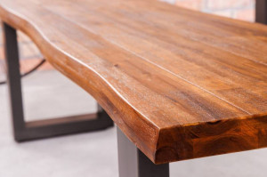 BANCUTA, GENESIS 180CM, DIN LEMN MASIV SI METAL, DESIGN INDUSTRIAL - Img 3