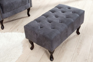 BANCUTA/TABURET, DESIGN ENGLEZESC, CHESTERFIELD, GRI , 80CM - Img 6