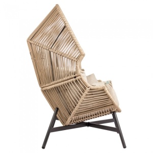 BESTSELLER! FOTOLIU DE GRADINA SAU TERASA, DIN POLIRATAN SI STRUCTURA DE METAL, CULOARE BEJ/NEGRU - Img 13