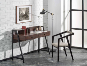 BIROU B-47, NUC/NEGRU, DIN FURNIR, METAL SI MELAMINA, STIL CLASIC
