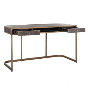 BIROU CLASSIO, 140 CM, 7535, MARO/AURIU ANTICHIZAT, DIN FURNIR DE STEJAR, PIELE ECO SI METAL, RICHMOND INTERIORS - Img 3
