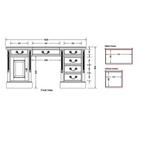 BIROU DE LUX 160CM, DIN LEMN MASIV, CULOARE MARO, ARTIM SELECTION - Img 7