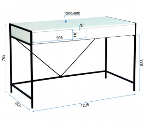 BIROU MODERN, ACCENT DIN METAL SI MDF CU SERTARE ,DESIGN SCANDINAV TUI - Img 3