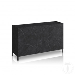 BUFET 130CM, EDDY BLACK, COD 4685, STIL MODERN, REALIZATA PANOURI LAMINATE, EFECT MARMURA NEAGRA - Img 2