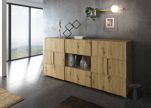 BUFET 3 USI 178CM, PATRIK, COD 4343, STIL MODERN, REALIZATA DIN PANOURI ECO DIN LEMN - Img 5