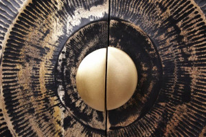 BUFET/COMODA LIVING, GOLDEN SUNSET 177CM, LEMN MASIV MANGO, DESIGN RETRO - Img 7
