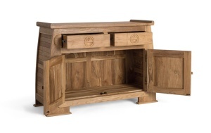 BUFET DEOSEBIT, 110CM, LEMN MASIV DE TEC, CULOARE NATUR, FINISAJ RUSTIC, ARTIM GROUP SELECTION - Img 3