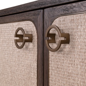 BUFET DINING WILLOX CU 2 USI, 90CM, REALIZAT DIN METAL, LEMN DE STEJAR, MDF SI TEXTIL IN, CULOARE BEJ, DESIGN DEOSEBIT, RICHMOND INTERIORS - Img 13