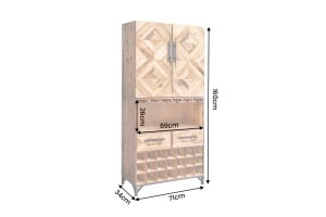 BUFET LIVING DEOSEBIT, BODEGA 160CM, REALIZAT DIN LEMN DE PIN SI METAL, CULOARE NATUR, ARTIM GROUP - Img 5