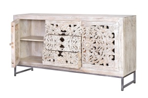 BUFET LIVING MYKONOS 150CM, DIN LEMN DE MANGO, CULOARE ALB ANTICHIZAT, ARTIM GROUP SELECTION - Img 2