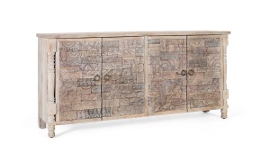BUFET LIVING ORIGEN 180CM, DIN LEMN DE STEJAR, CULOARE NATUR/GRI ANTICHIZAT, STIL MODERN, ARTIM GROUP SELECTION
