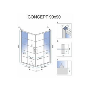 CABINA DE DUS CONCEPT 90X90, NEAGRA, CU CADITA SAVOY NEAGRA, CALITATE SUPERIOARA - Img 5