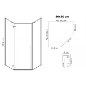 CABINA DE DUS DIAMOND 80X80, NEGRU MAT, CU CADITA DIAMOND ALBA, CALITATE SUPERIOARA - Img 7