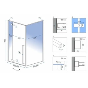 CABINA DE DUS FARGO 90X90, NEGRU MAT, CU CADITA SAVOY ALBA, CALITATE SUPERIOARA - Img 5
