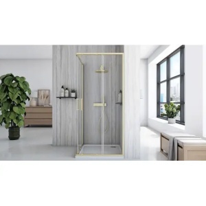CABINA DE DUS REA CITY 80X80, GOLD BRUSH, CU CADITA SAVOY NEAGRA, CALITATE SUPERIOARA - Img 4