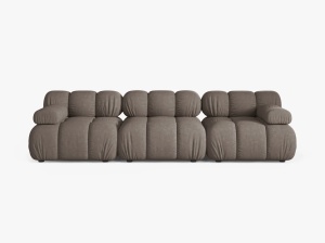 CANAPEA BELLIS, CU 3 LOCURI, CAPPUCCINO, CU TAPITERIE DIN TEXTIL STRUCTURAT LIBERTY, MICADONI