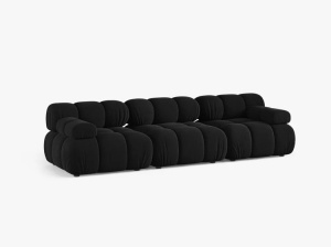 CANAPEA BELLIS, CU 3 LOCURI, NEAGRA, CU TAPITERIE DIN CATIFEA BLUVEL, MICADONI - Img 2